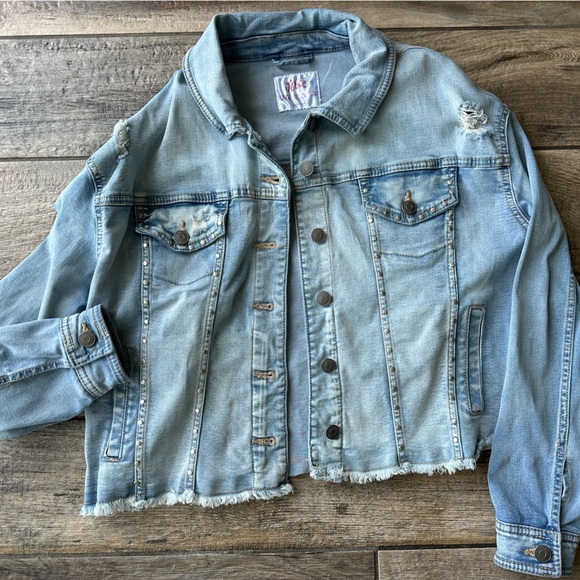 Justice Jackets & Blazers - JUSTICE Girls/Jrs. Jean Jacket Sz 18/20 Denim “distressed Look” stretch